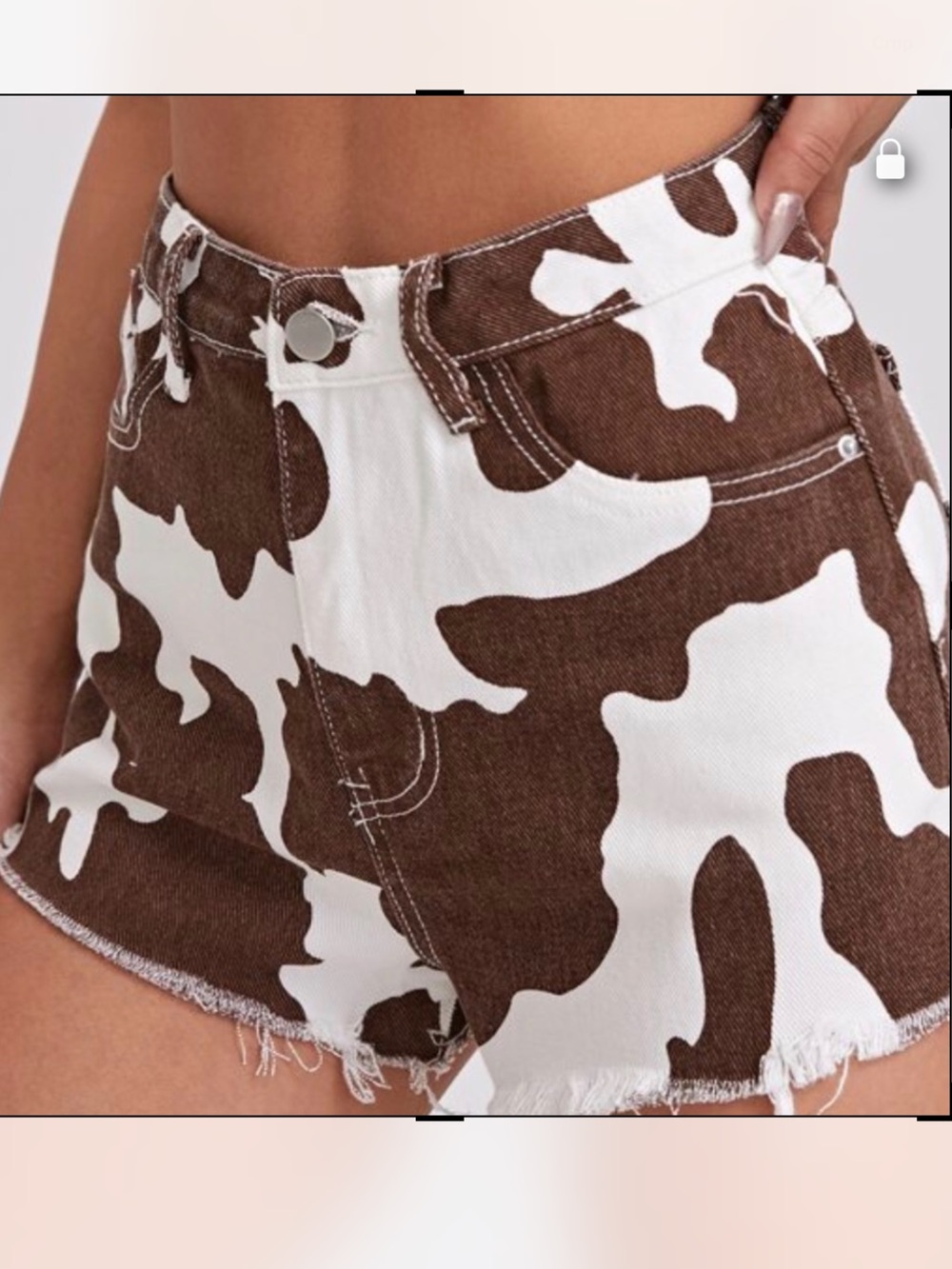 Shein Cow Print Women’s Denim Shorts Size S👩‍🎤